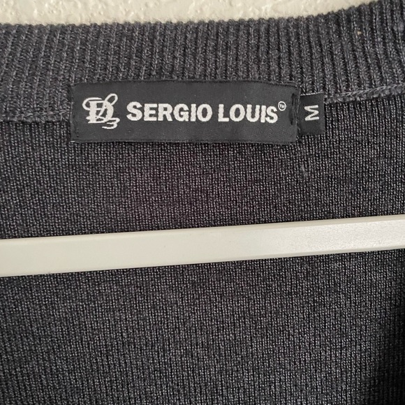 Sergio Louis Wool Blend Cardigan V-Neck Sweater M Dark Grey - Picture 3 of 7